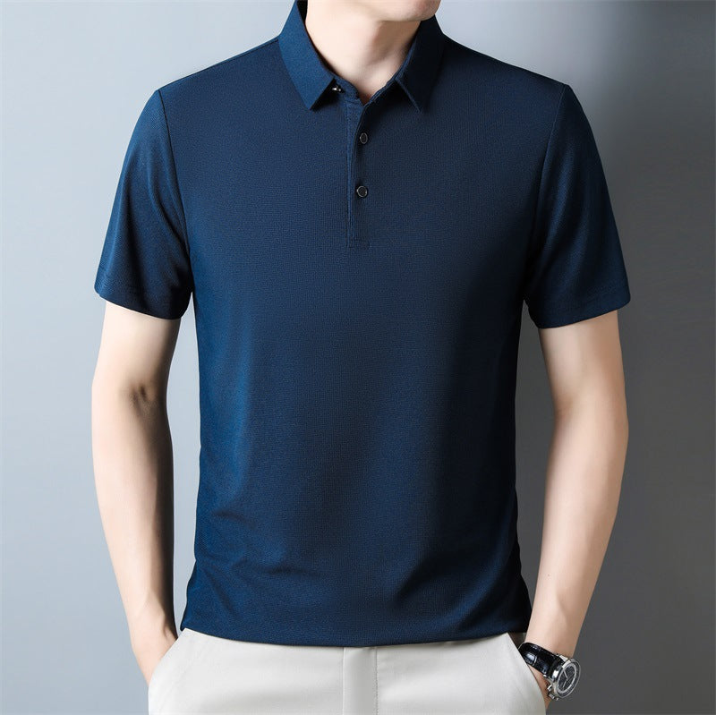Summer Men's Solid Color Waffle Short-sleeved T-shirt