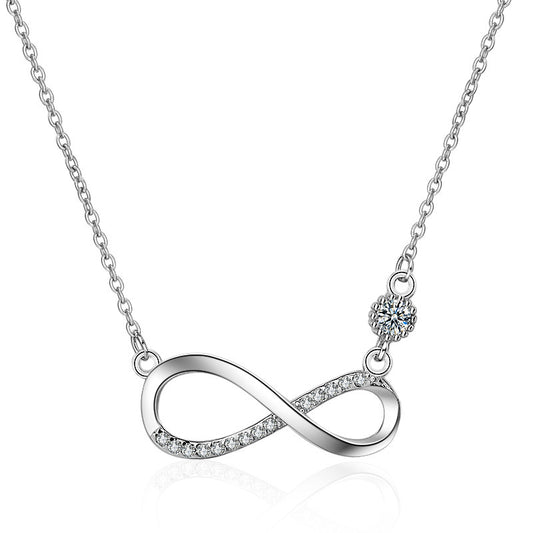 925 Sterling silver platinum plated figure eight necklace