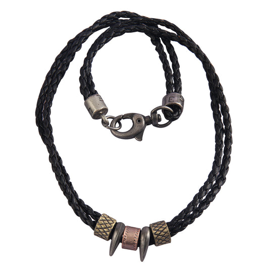Davieslee Man-made Leather Necklace For Men Women Alloy Metal