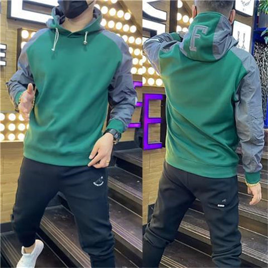 Men's Trendy Color Block Hooded Sweater Fashion Loose