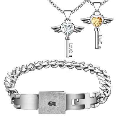 Concentric Lock Bracelet Necklace Set