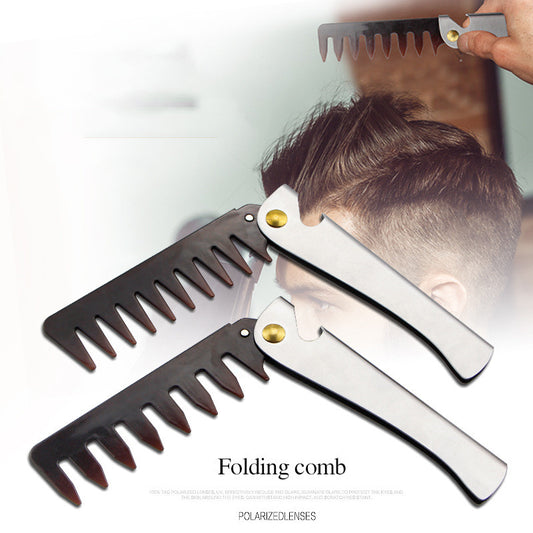 Stainless steel handle folding comb