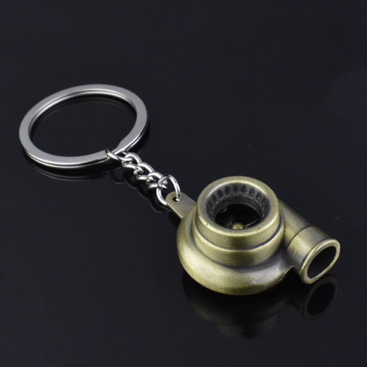 Creative Gift Car Modification Turbocharged Metal Keychain Blower Blower Key Ring Chain Ring Pendant