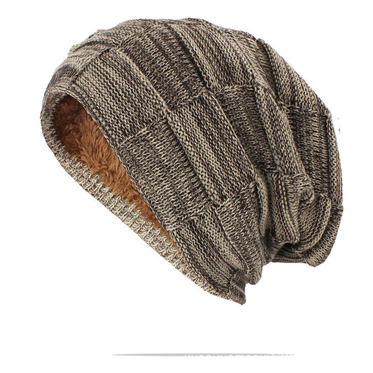 Men's And Women's Fleece Thickened Mixed Color Knitted Hat Autumn And Winter