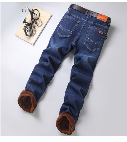 Thickened Warm And Velvet Lined Casual Men's Jeans