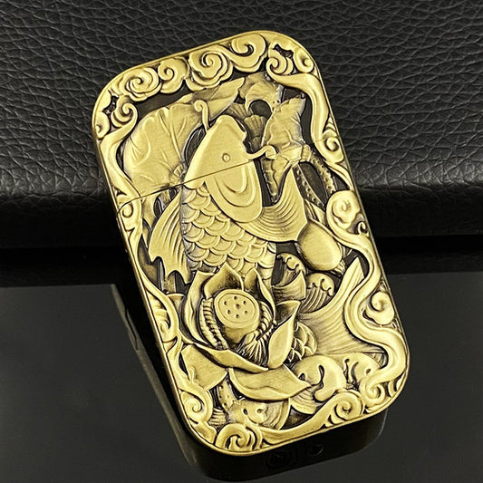 Metal Windproof Creative Embossed Fish Straight Into The Lighter